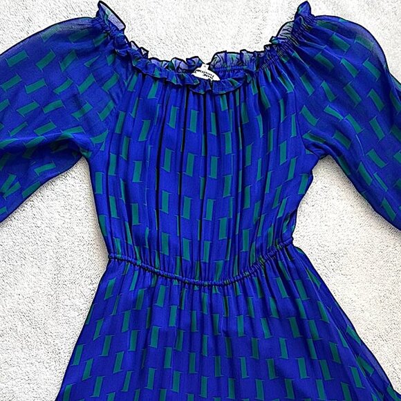 Diane Von Furstenberg Blue Dress - Size 10 - Picture 7 of 9